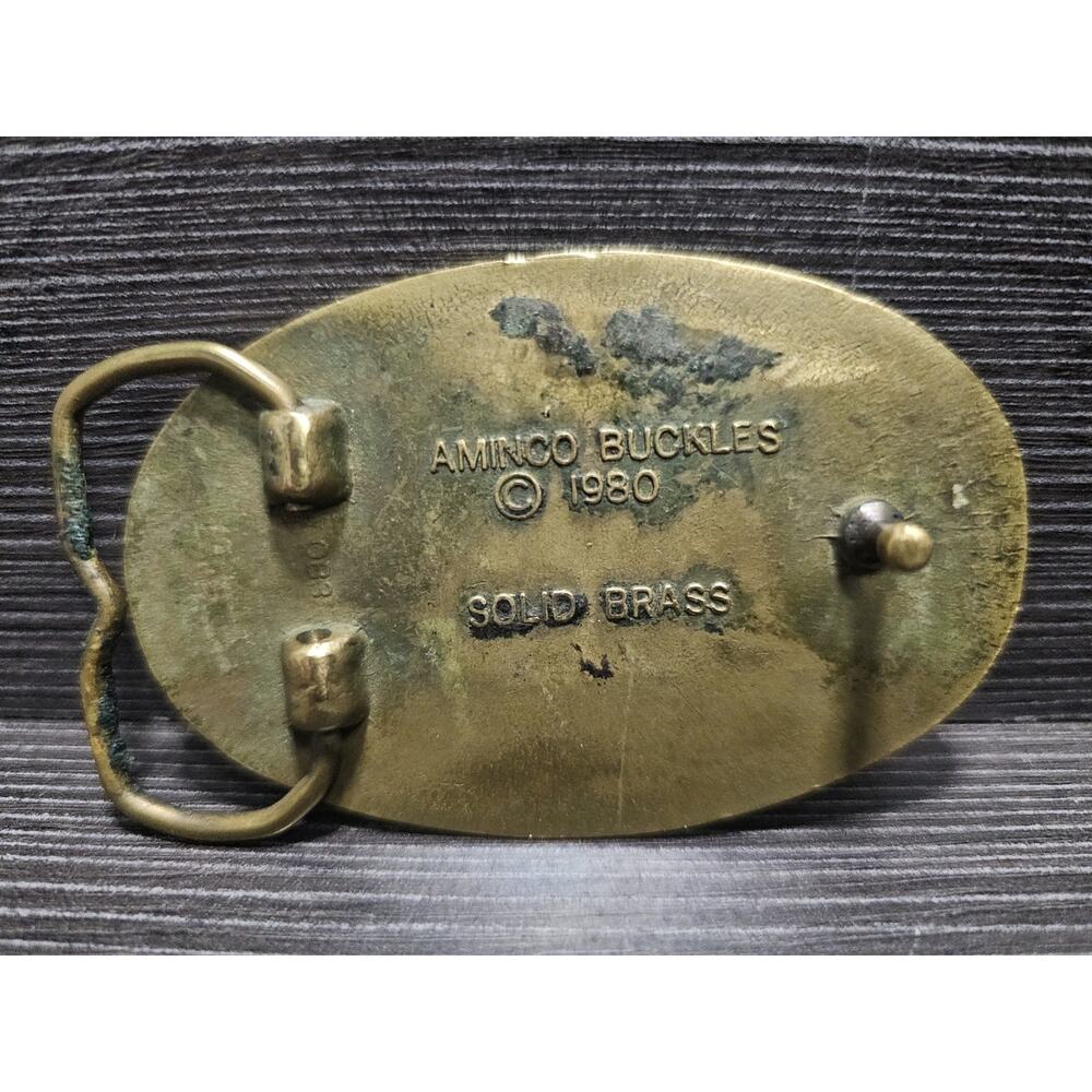 Vintage RUGER 1980 Brass Belt Buckle 3.5" X 2.25" Aminco Buckles - Picture 2 of 2